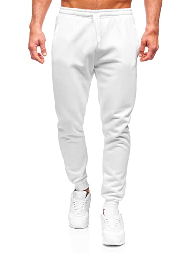 BOLF Hombre Pantalón De Chándal Pantalones de Algodón Estilo Deportivo CK01 Blanco M [6F6]