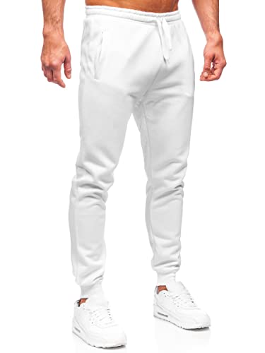 BOLF Hombre Pantalón De Chándal Pantalones de Algodón Estilo Deportivo CK01 Blanco M [6F6]