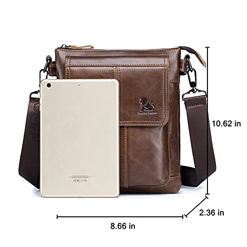 Bolsa de Hombro de Cuero de Negocios de los Hombres de Moda Casual Crossbody Bolsa de Bolsillo Multifuncional de Viaje portátil Mochila pequeña