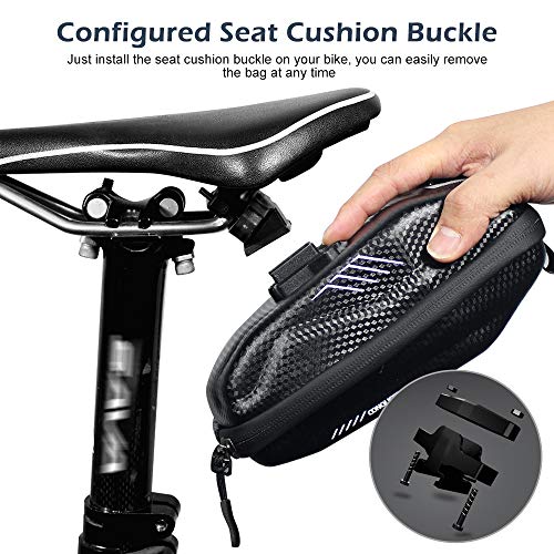 Bolsa para Sillín de Bicicleta Impermeable a Prueba de Lluvia Bolsa de Almacenamiento bajo del Asiento Bicicleta EVA PU 195 * 90 * 80 mm 0.8L (Negro-B)