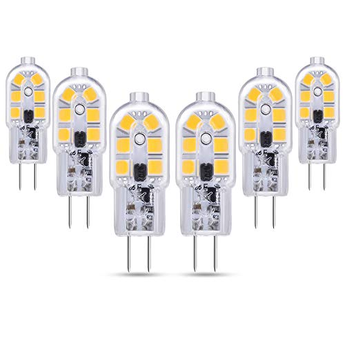 Bombillas G4 2W LED 12V Blanco Frío 6000K para Campana Extractora, 200LM, CA CC 12V Bi-pin LED, Bombilla Halógena G4 10W 20W Equivalente, no regulable, pack de 6