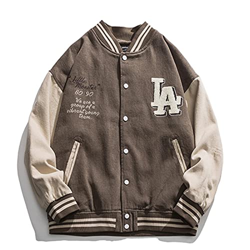 Bordado Mujeres Béisbol Chaqueta de Béisbol Abrigo Hombre Manga de Cuero Harajuku Chaquetas Bombarderas Hip Hop Parejas Sueltas Varsity Chaquetas