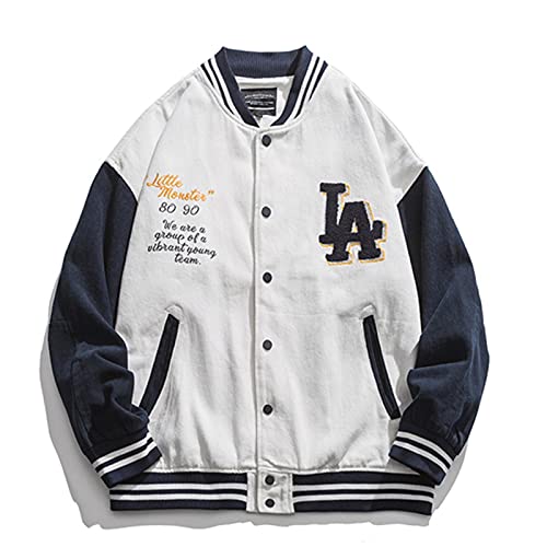 Bordado Mujeres Béisbol Chaqueta de Béisbol Abrigo Hombre Manga de Cuero Harajuku Chaquetas Bombarderas Hip Hop Parejas Sueltas Varsity Chaquetas