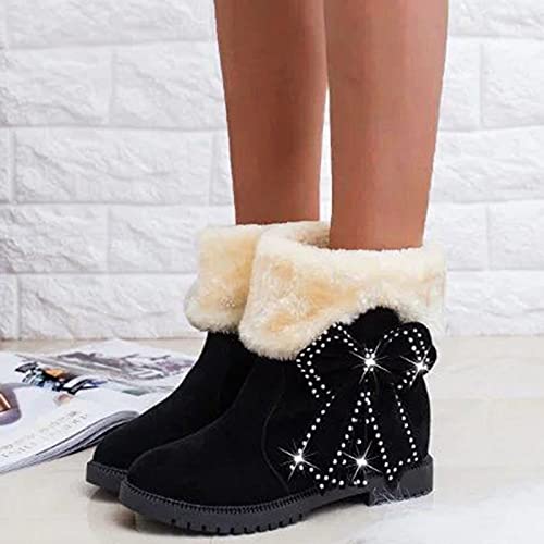 Botas de Invierno para Mujer, Botas de Nieve Botas Impermeables con Botones Lluvia después de Esquiar Zapatos de Piel Plana Cálido para Caminar Caminar Chicas Botas De Mujer(C51Black, EU37)