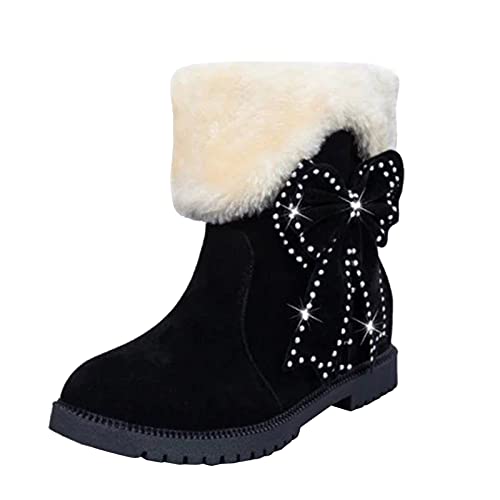 Botas de Invierno para Mujer, Botas de Nieve Botas Impermeables con Botones Lluvia después de Esquiar Zapatos de Piel Plana Cálido para Caminar Caminar Chicas Botas De Mujer(C51Black, EU37)