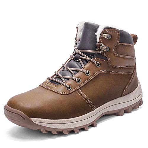 Botas de Nieve Hombre Impermeable Botas de Invierno Antideslizante Calientes Botines Sneakers Marrón 46