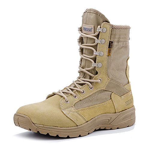 Botas tácticas Militares de Hombre Ultraligero, Tan Botas Jungle Combat, Zapatos de Trabajo y Seguridad (41 EU, Beige)