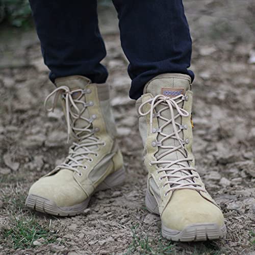 Botas tácticas Militares de Hombre Ultraligero, Tan Botas Jungle Combat, Zapatos de Trabajo y Seguridad (41 EU, Beige)