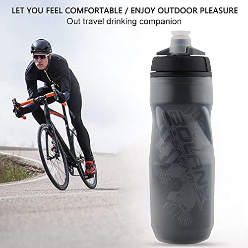 Botella de agua para bicicleta de montaña, para exteriores, para bicicleta, aislamiento térmico de doble capa, resistente al hielo, aislamiento térmico a prueba de fugas, sin BPA (negro)