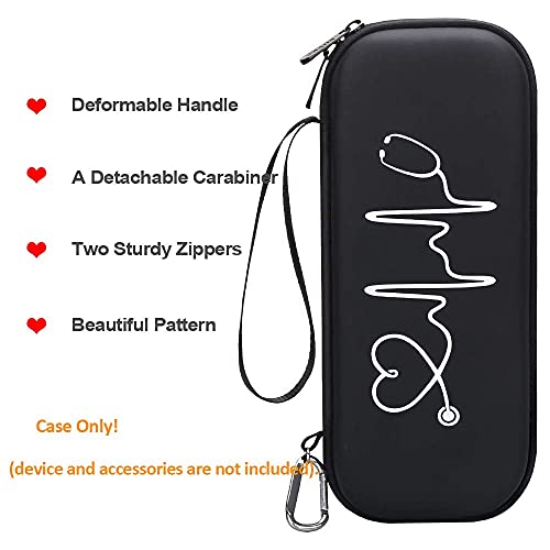 BOVKE Estuche rígido para estetoscopio 3M Classic III, Lightweight II S.E, Cardiology IV, MDF Estetoscopios Acoustica Deluxe - Espacio adicional para accesorios de enfermería Penlight y EMT, negro