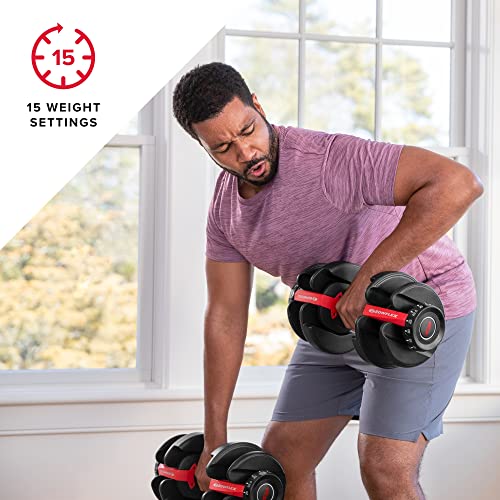 Bowflex SelectTech 552i macuerna 2-24 kg (1 mancuerna) Ajustables para Hogar, Adultos Unisex, Rojo, Negro, Gris, Talla Única