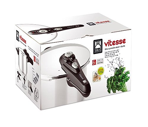 BRA Vitesse - Olla a presión 4 litros, Acero Inoxidable, apto para todo tipo de cocina incluida inducción.