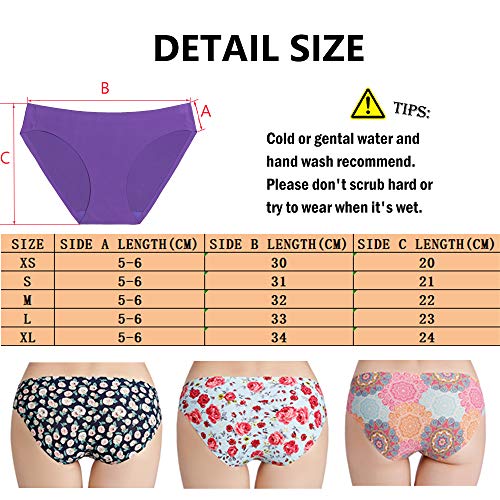 Bragas Mujer sin Costuras Invisible Señoras Braguitas Low Rise Suave Ligera Bikini Braguitas, Pack de 6 Flor M