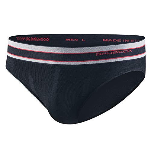 BRUBECK Calzoncillos para Hombres | Transpirables | Deportes | Fitness | Ropa Interior Funcional | 41% Lana Merina | BE10110 | Negro | Tamaño: L