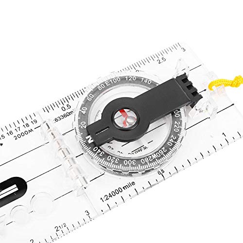 Brújula de mapa con material acrílico transparente Brújula de mapa plegable multifuncional para utdoor Senderismo Camping Mochilero Emergencia