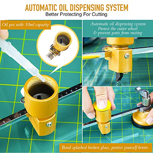 Brújula Heavy Duty Circular Glass Cutter con perilla redonda Manija y ventosa ajustable Diamond Glass Cutter Tool Set 60cm