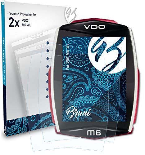 Bruni Película Protectora Compatible con VDO M6 WL Protector Película, Claro Lámina Protectora (2X)