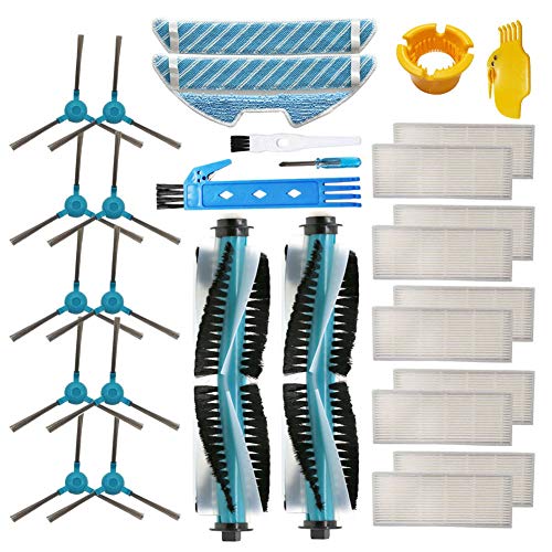 BSDY YQWRFEWYT Kit de Accesorios para Cecotec Conga 1290 Cecotec Conga 1390 Robot Aspiradora Piezas de Repuesto Paquete de 2 Cepillo Principal, 10 filtros Hepa, 10 cepillos Laterales, 2 trapeadores