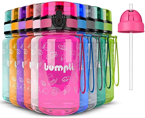 bumpli ® Botella Agua niños - 350ml - Botellas de Agua para niños - a Prueba de Fugas y sin BPA