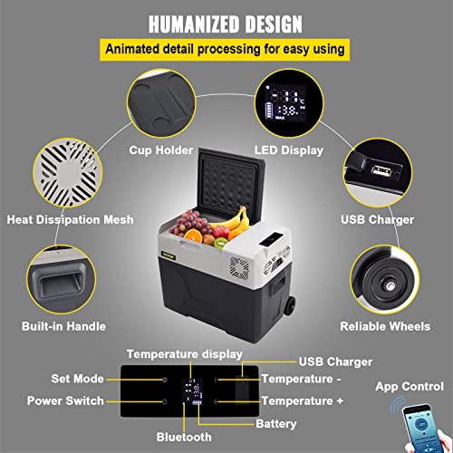 BuoQua Nevera Termoeléctrica Portátil 30/40/50 L Nevera de Viaje para Coche Nevera Portátil Eléctrica de Viaje para Coche Mini Refrigerador para Coche Mini Nevera para Bebidas con LCD (40L)