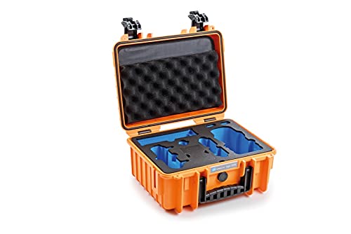 B&W Outdoor Cases Tipo 3000 Orange con dji Mavic Air 2 Inlay Maleta para dji Mavic Air 2 o dji Mavic Air 2 Fly More Combo, hasta 5 baterías.