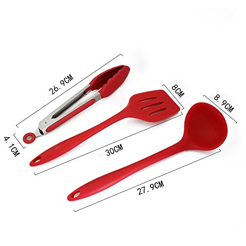 BYbrutek 10 Piece Silicone Kitchen Utensils Set 10 Pcs Red