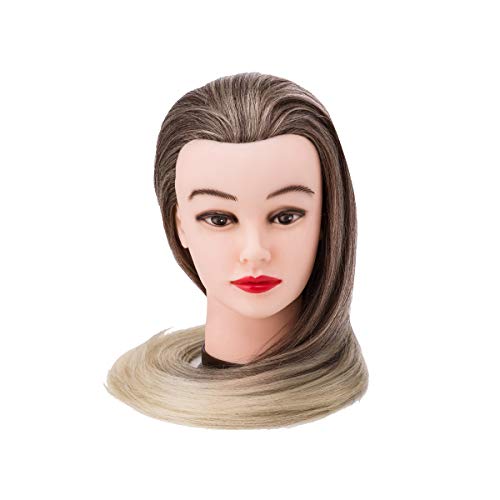 Cabeza maniquí, DanseeMeibr 66cm cabeza peluqueria Practicas Formación de la Cosmetología para trenza 100% de cabello sintéticas, cabeza de muñeca con Soporte de Mesa + Accesorios de Peinado