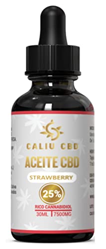 Caliu cbd - Aceite CBD 25% -Con extracto de Fresa -30 Ml 7500 MG -Bio Hemp oíl Premium con CBD Puro –Orgánico ecológico -Hecho en UE -0% THC –1200 Gotas -Aceite de Semillas Cáñamo rico en Cannabidiol