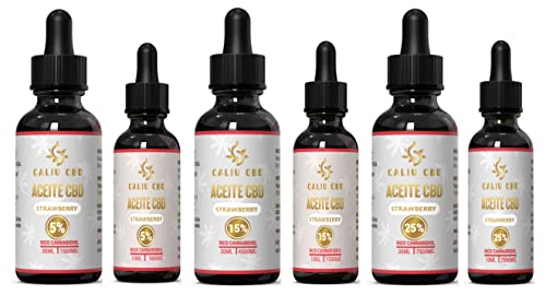 Caliu cbd - Aceite CBD 25% -Con extracto de Fresa -30 Ml 7500 MG -Bio Hemp oíl Premium con CBD Puro –Orgánico ecológico -Hecho en UE -0% THC –1200 Gotas -Aceite de Semillas Cáñamo rico en Cannabidiol