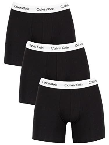 Calvin Klein 3Er-Pack Boxershorts-Cotton Stretch Bóxers, Negro (Black W. Black WB Xwb), L 3 para Hombre