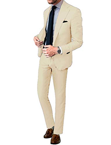 CALVINSUIT Hombre Traje de Solapa de Esmoquin Muesca de 2 Piezas para Hombre (Chaqueta + Pantalones)