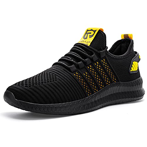 Calzados Asfalto Hombre Sneakers Cómodo Ligero Zapatos Negro Amarillo 45