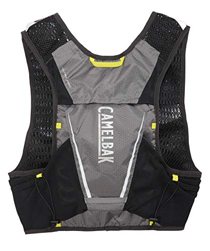 CamelBak Ultra Pro Vest 6 l + 2 Quick Stow Flask ½ (S,M,L) Run HIDRATACIÓN, Adultos Unisex, S Graphite/Sulphur Spring, 6 litros