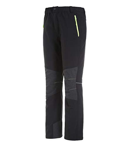 CAMLAKEE Pantalones Montaña Invierno Niño Niña - Pantalones Trekking Softshell Impermeables - Pantalones de Escalada Senderismo, Negro, XXL