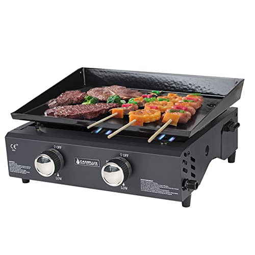 Camplux GP102B - Parrilla de gas portátil de 2 quemadores para barbacoa de jardín, parrilla de 4 kW, picnic al aire libre, apto para butano/gas propano