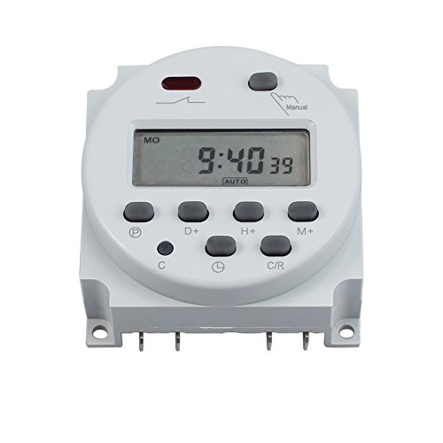 CAMWAY Temporizador 12v Programador Amanecer Anochecer de Led de 16 Programas Programable Digital para Enchufe Eléctrico Interruptor Programable Control Digital Inteligente