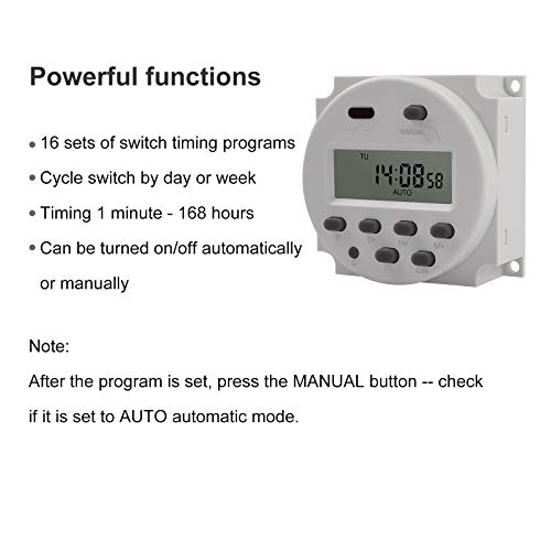 CAMWAY Temporizador 12v Programador Amanecer Anochecer de Led de 16 Programas Programable Digital para Enchufe Eléctrico Interruptor Programable Control Digital Inteligente