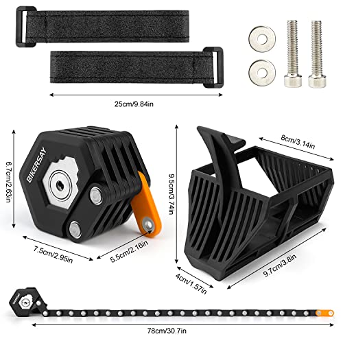 Candado Bicicleta Plegable, PTN Bicicleta Alta Resistencia para Alta Seguridad Cadena, Candados Plegables Antirrobo con 3 Llaves y Soporte Bloqueo, Acero Aleación Acero con Protección Contra Cortes