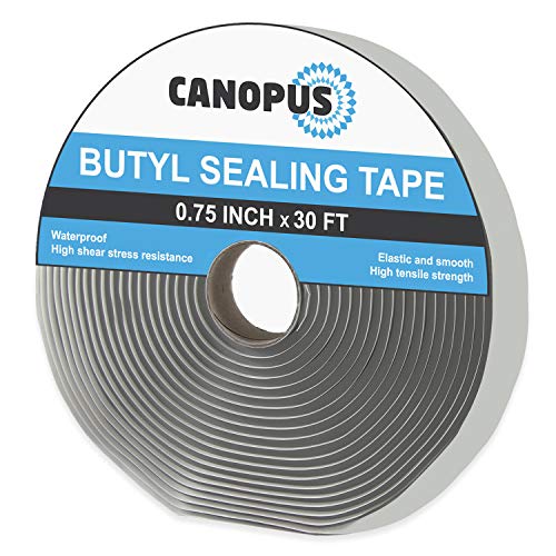 CANOPUS Cinta Butilo Impermeable (2mm x 20mm x 9,1m) Gris (La Variación de Color Está Disponible) Cinta adhesiva para Fugas, Cinta de Butilo para Caravanas, Baño, Bote, Butyl Tape