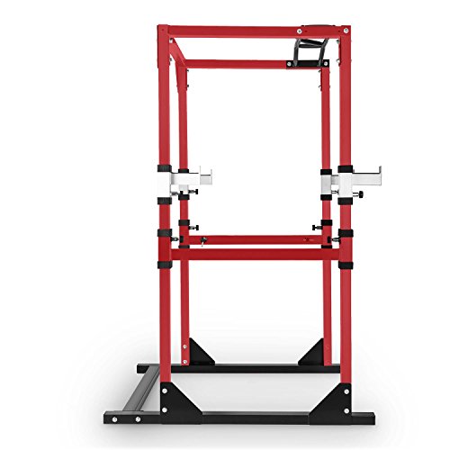 CAPITAL SPORTS Tremendour - Power Rack, Jaula de musculación, Gimnasio en casa, Cable de tracción, Pesos, Agarre múltiple, dominadas, Flexiones, Brazos, piernas, Press banca, Rojo