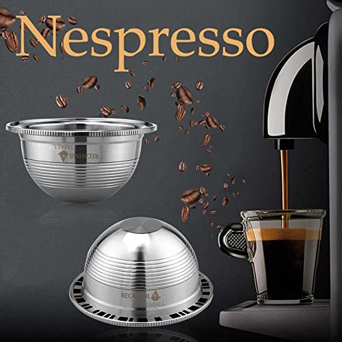 Cápsulas de café rellenables de acero inoxidable reutilizable Cápsulas de café Juego de filtros, cápsulas de filtro para Nespresso Vertuo (230 ml)