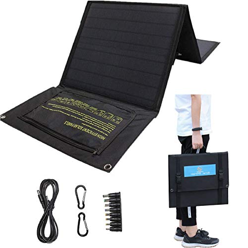 Cargador Solar Portátil 60W Plegable Panel Solar Kit con 2 Puertos USB 18 V DC Salida QC3.0 Impermeable Cargador Solar para banco de energía/teléfono móvil/camping y batería de coche de 12 V