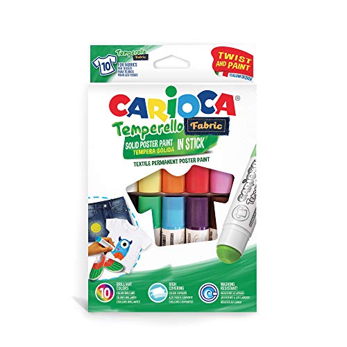 Carioca TEMPERELLO Textil | 42324 - Témperas Solidas en Barra para Tejido/Tela, 10 Colores