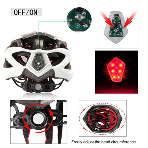 Casco Bicicleta Adulto para Hombre Mujer, KINGLEAD Casco Bici con Luz Led Casco MTB con Visera y Mochila Portátil Casco Ciclismo Ligero Ajustable para Carretera y Montaña Eertificado CE (KL-10)