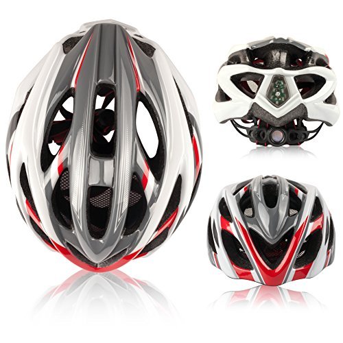 Casco Bicicleta Adulto para Hombre Mujer, KINGLEAD Casco Bici con Luz Led Casco MTB con Visera y Mochila Portátil Casco Ciclismo Ligero Ajustable para Carretera y Montaña Eertificado CE (KL-10)