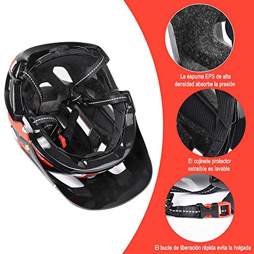 Casco de Ciclismo, 300g 56-60cm Casco Ligero de Bicicleta de Montaña con Visera Desmontable, Ajuste Ajustable, 15 Vetns MTB Asco para Hombres y Mujeres Adultos, Rojo + Negro …