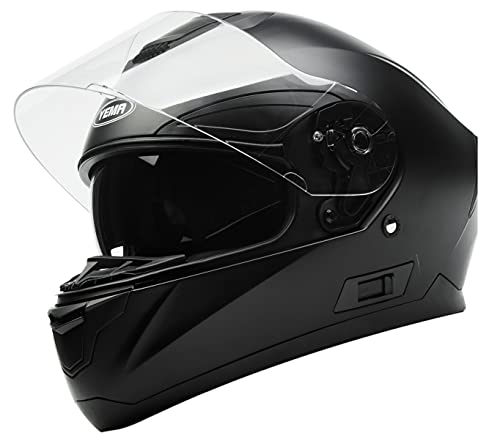 Casco Moto Integral ECE Homologado - YEMA YM-831 Casco de Moto Scooter para Mujer Hombre Adultos con Doble Visera -Negro Mate-XL