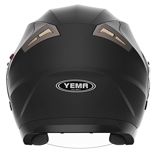 Casco Moto Jet ECE Homologado - YEMA YM-627 Casco Moto Abierto Custom Scooter para Mujer Hombre Adultos con Doble Visera-Negro Mate-L