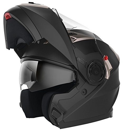 Casco Moto Modular ECE Homologado - YEMA YM-925 Casco de Moto Integral Scooter para Mujer Hombre Adultos con Doble Visera-Negro Mate-XL