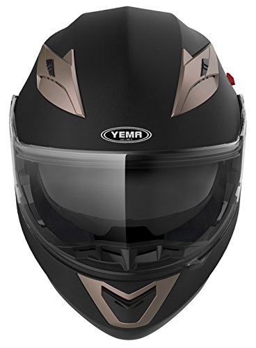 Casco Moto Modular ECE Homologado - YEMA YM-925 Casco de Moto Integral Scooter para Mujer Hombre Adultos con Doble Visera-Negro Mate-XL